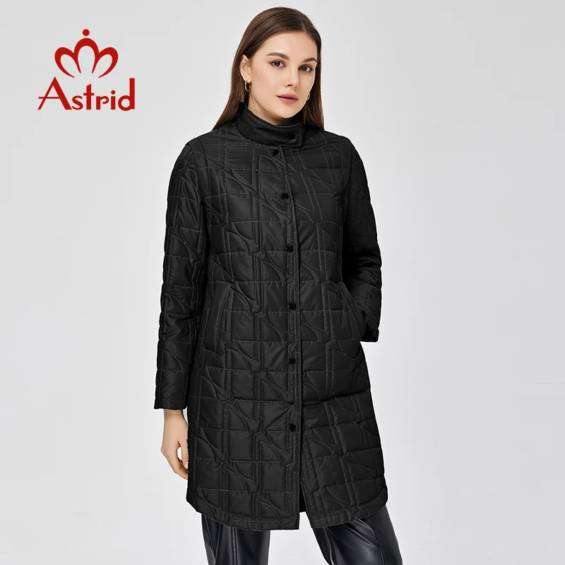 Imagem -02 - Astrid Primavera Jaqueta Feminina 2023 Longo Fino Algodão Acolchoado Jaqueta Moda Casual Acolchoado Cabolsa Mulher Roupas Femininas Quentes Parkas