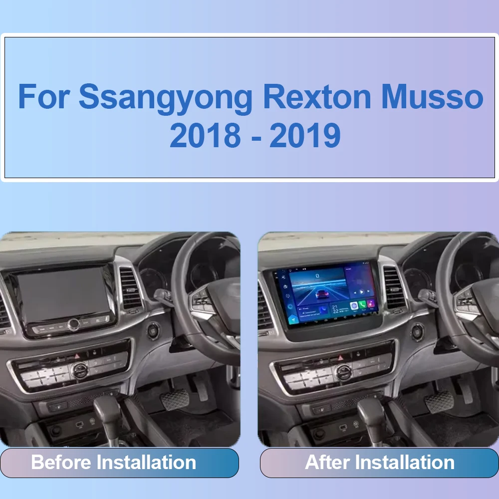 Car Radio Android 14 For Ssangyong Rexton Musso 2018 - 2019 Multimedia  Player Video Navigation 4G Carplay Auto Stereo RDS 2 Din