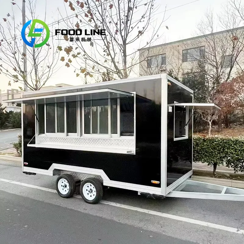 Concession Food Trailer, Easy‑Clean Non‑Slip Floor Durable Wall Panels Commercial Mobile Concession Stand For Long‑Term Street