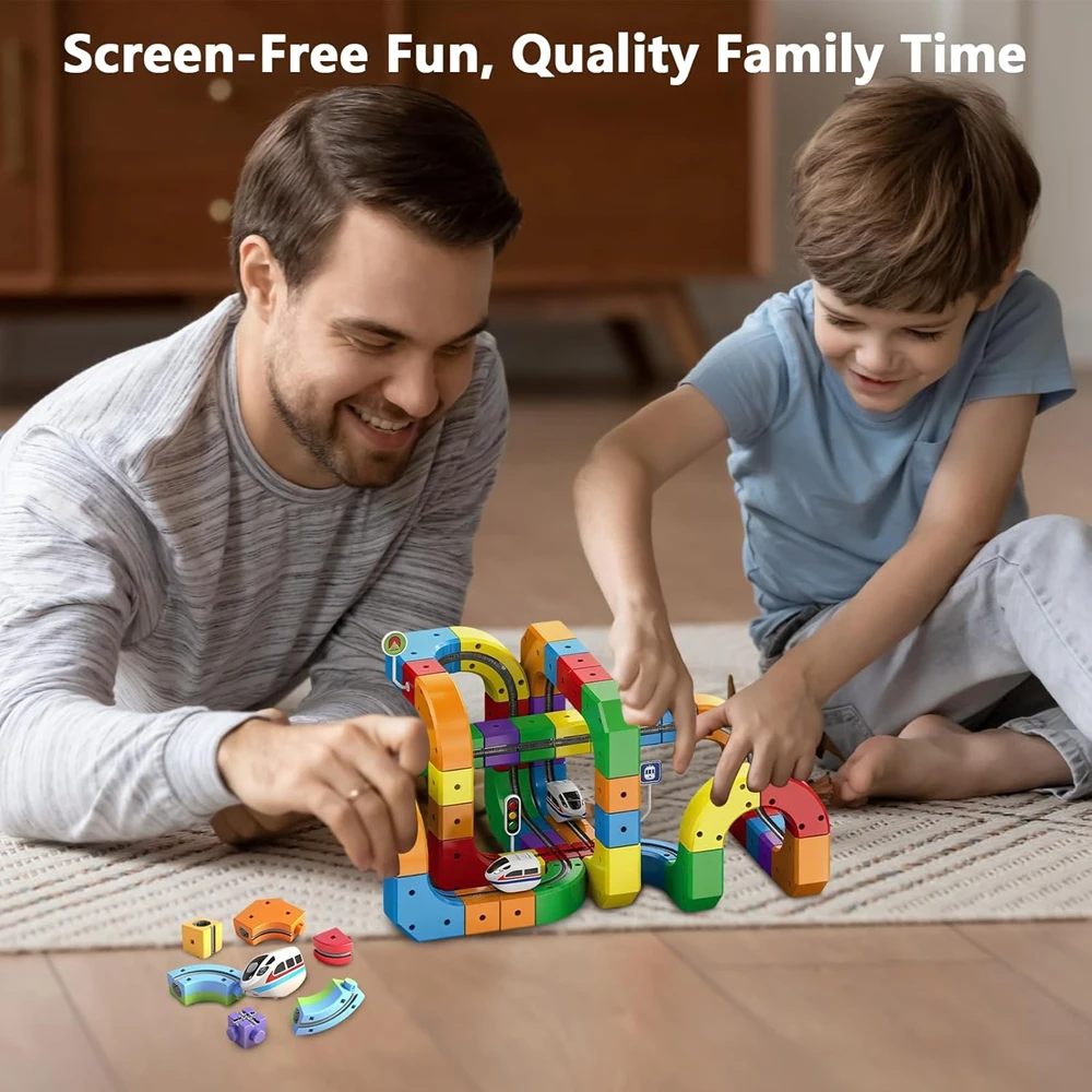 123Pcs Magic Stereo 3D Track Car Toy Flexible Rail Assembling Playset Educational Interactive Toy for Children Indoor Play Birthday Gift