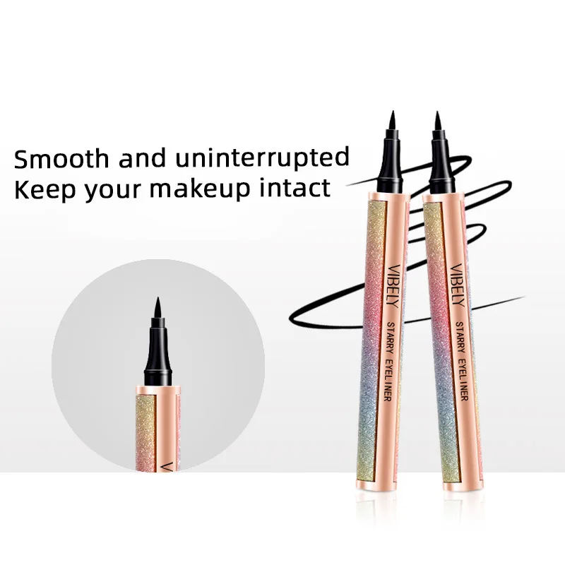 VIBELY バイラル防水星空アイライナーペン - 極細チップ、にじみにくい、長持ちする黒のリキッドアイライナー卸売