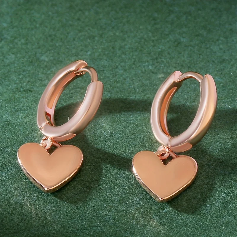 بسيطة النحاس معدن القلب أقراط للنساء خمر الذهب اللون الحب القلب انخفاض القرط هدايا الزفاف عيد الحب مجوهرات