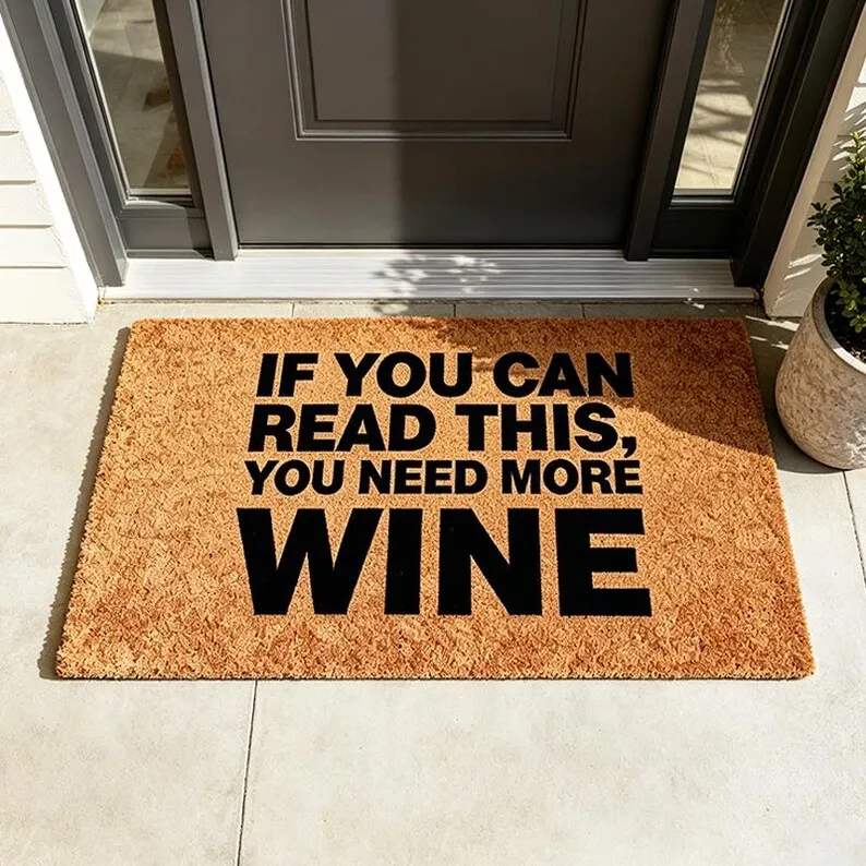 

If You Can Read This You Need More Wine Doormat Custom Funny Wine Lover Door Mat Wine Enthusiast Humor Personalized Gifts Rugs