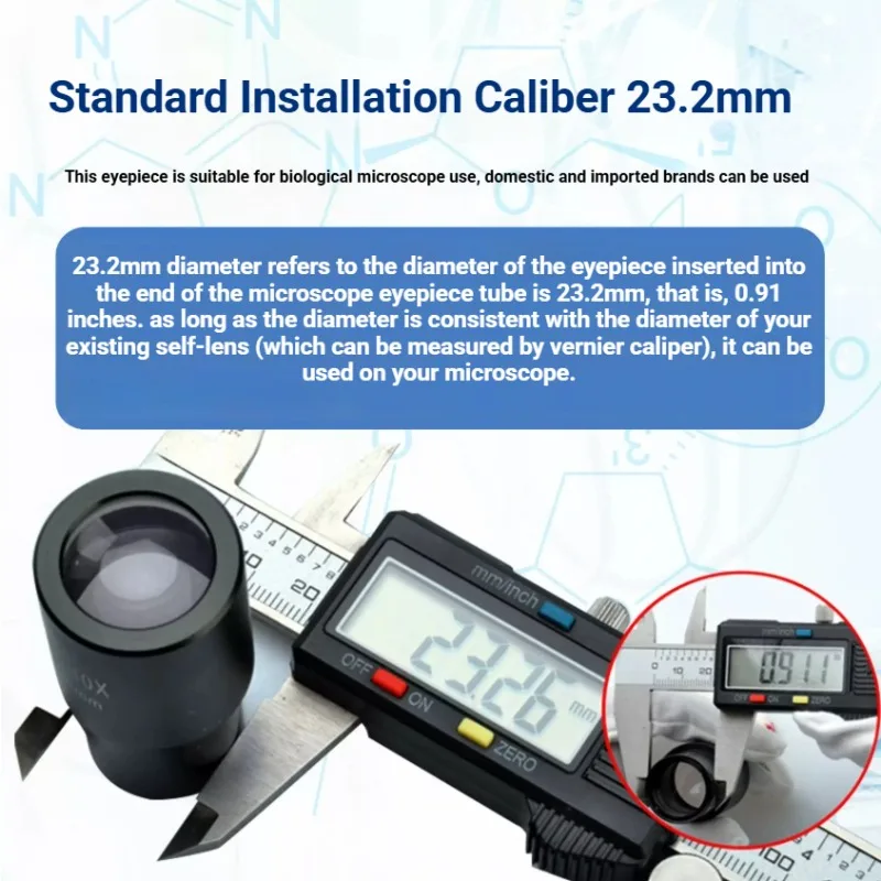 Biological Microscope Eyepieces WF10X 16X 20X 25X 30X Wide Field High Power Eyepiece with Measuring Reticle Interface 23.2mm