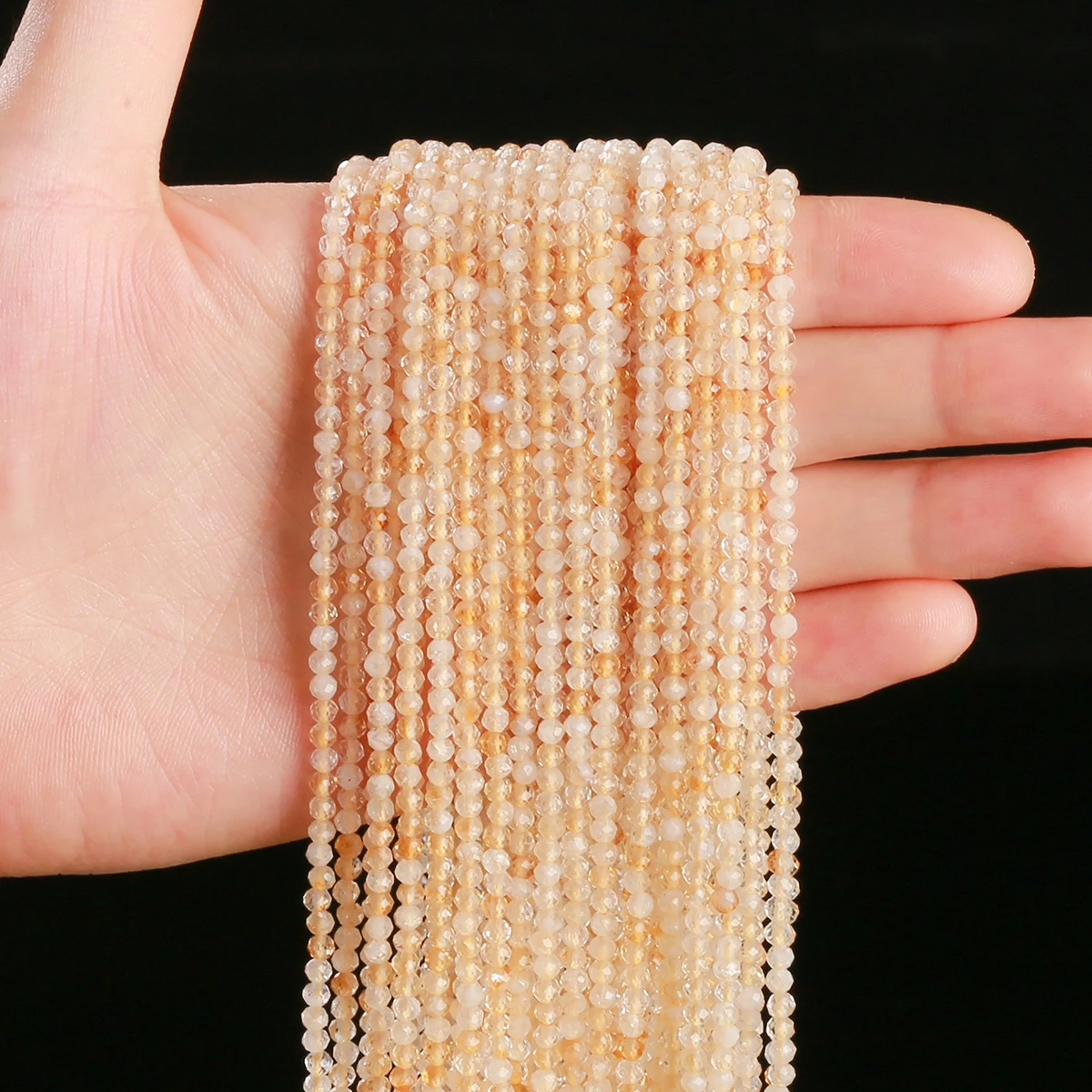 2 3 4mm Faceted Natural Citrine Bead Round Loose Spacer Small Gemstone Bead for Jewelry Making Diy Necklace Bracelet Accessory