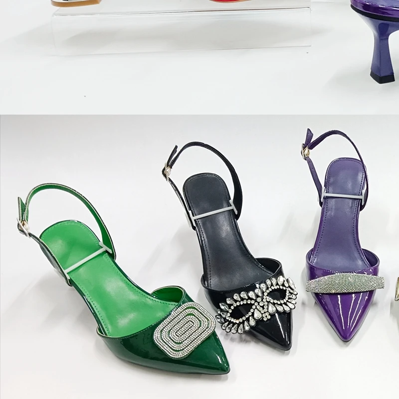 

INSIGHTLINK Women Gold Silver Dress Sandals Pumps Summer Rhinestones High Heel Wedding Party Shoes Crystal Closed-toe Sandals