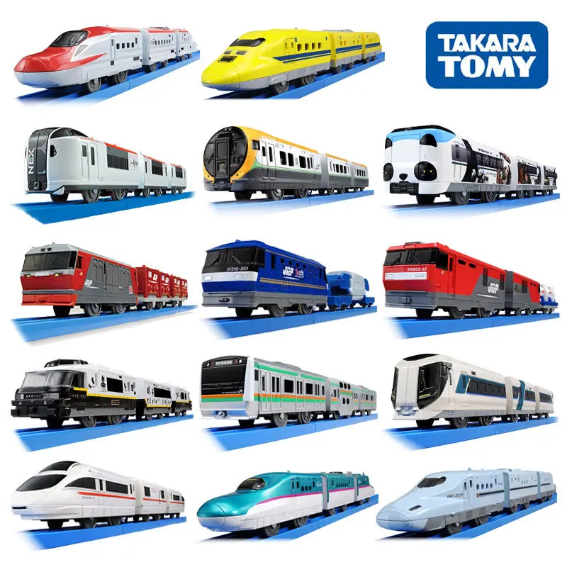 TAKARA TOMY PLEASURE ROAD 3-SECTION ELECTRIC TRAIN SHINKANSEN HIGH-SPEED RAIL TRANSPORT WAGON BOY TOYS
