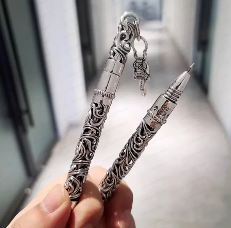 유럽풍 925 실버, 속이 빈 십자가 조각, 금속 사인펜, 볼펜, 선물용.