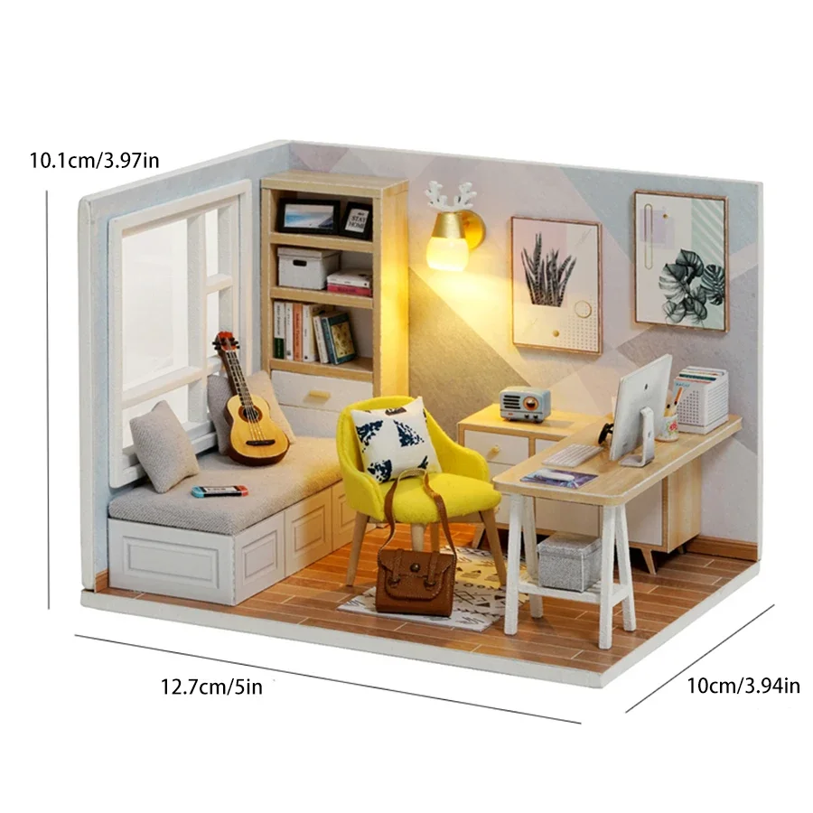 3D Puzzle Assembly Model Doll House  Mini  DIY Small  Kit Making Room Toys, Home Bedroom Decoration with