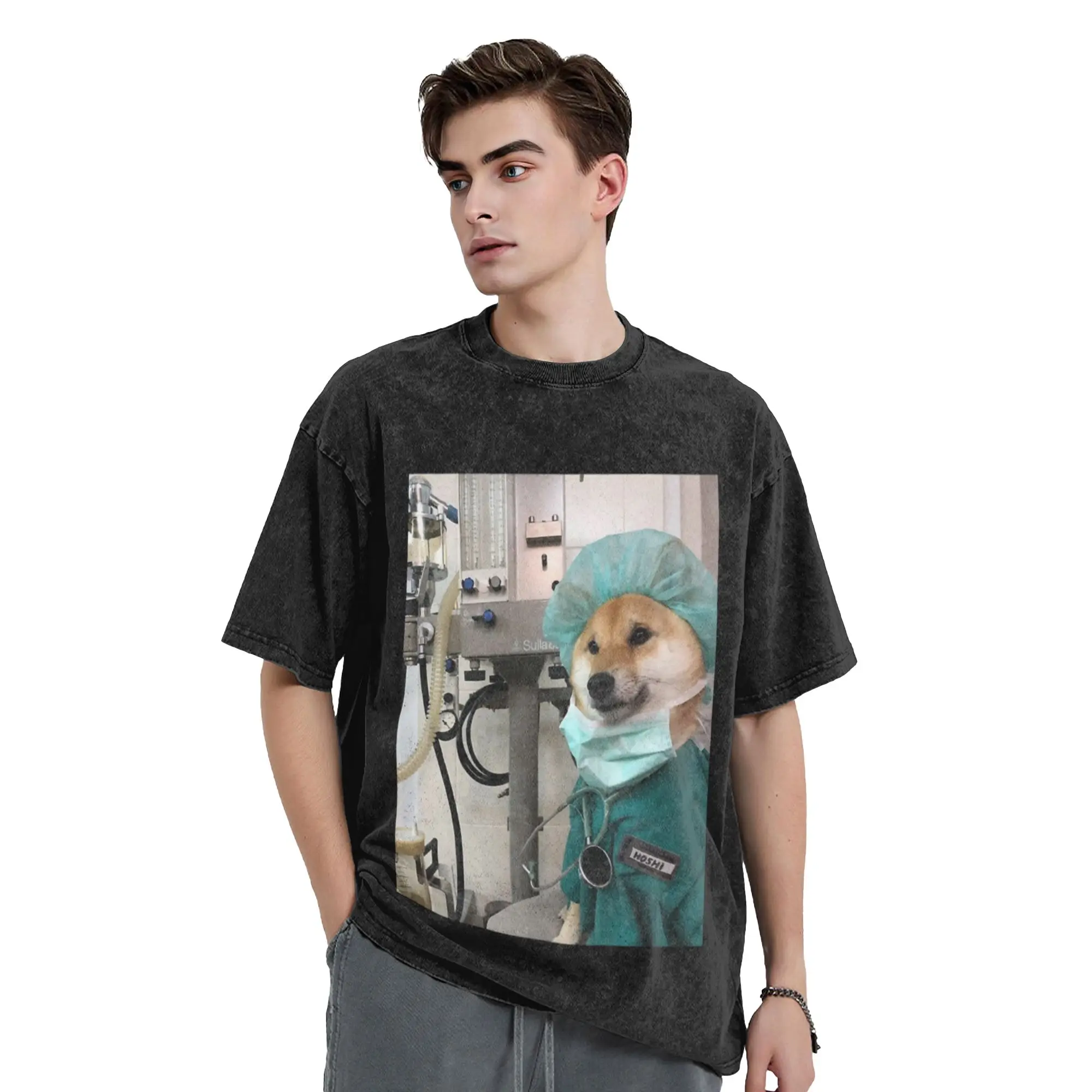doctor shiba dog Unique Chic A Vintage Oversized Cotton Unisex T-Shirts