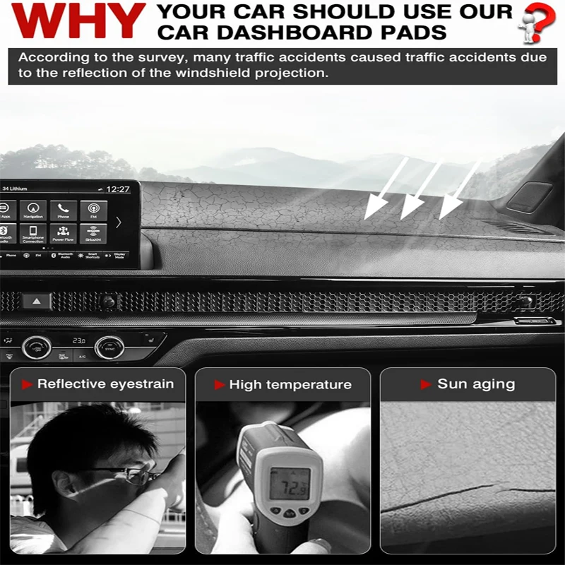 Anti-Glare Dashboard Cover Dash Mat Non-Slip Sun Shade Pad Interior Protector For Subaru Crosstrek Impreza GU 2023-2026 2024