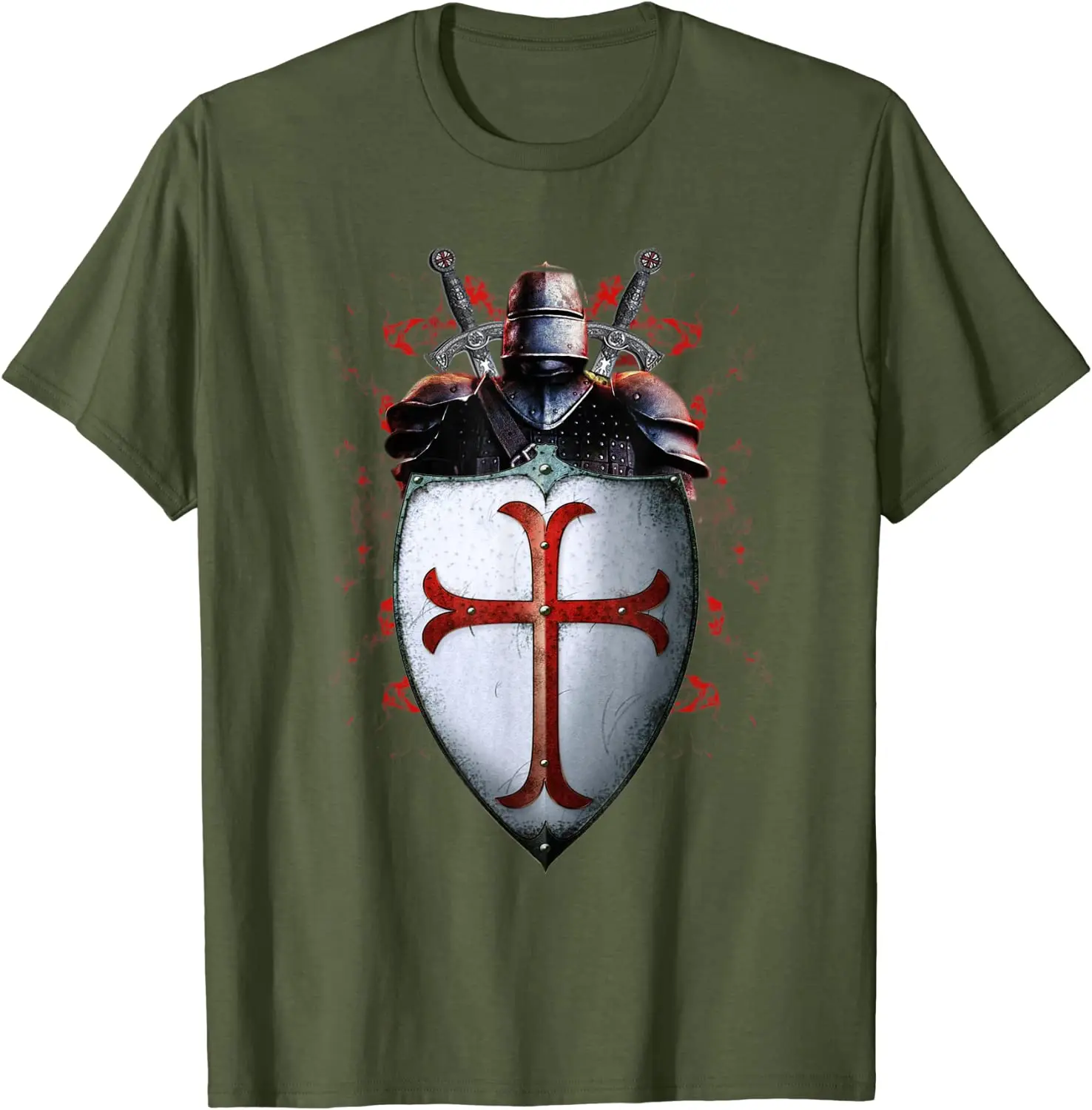 Knights Templar Flag Helmet Cross Men T-Shirt Short Sleeve Casual 100% Cotton Summer T-Shirts