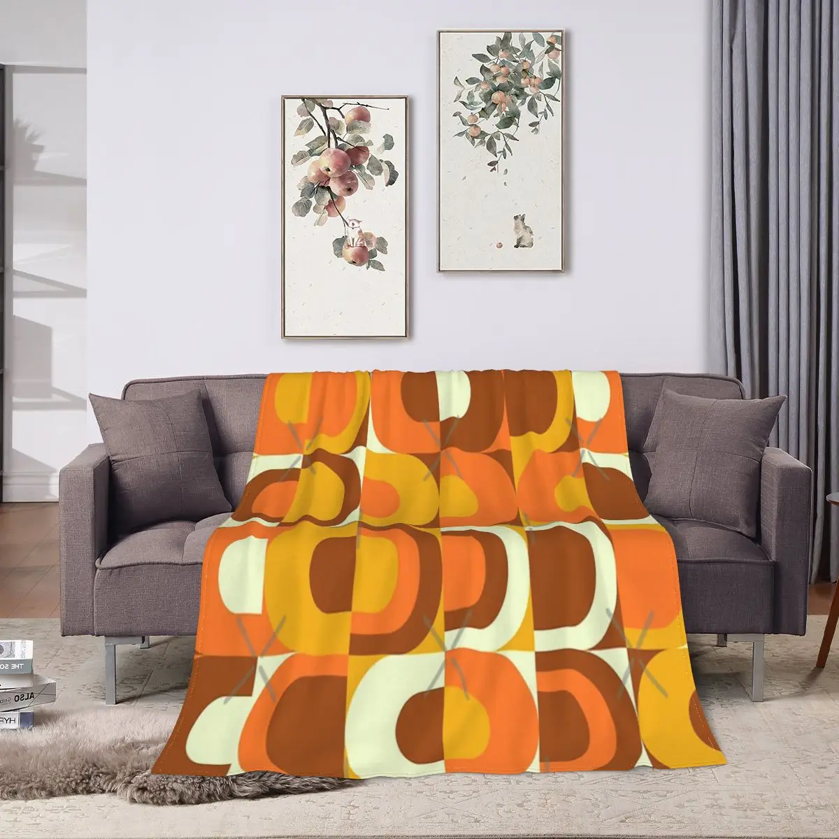 70s Pattern Retro Inustrial In Orange And Brown Tones An Ultra-Soft Micro Fleece Blanket