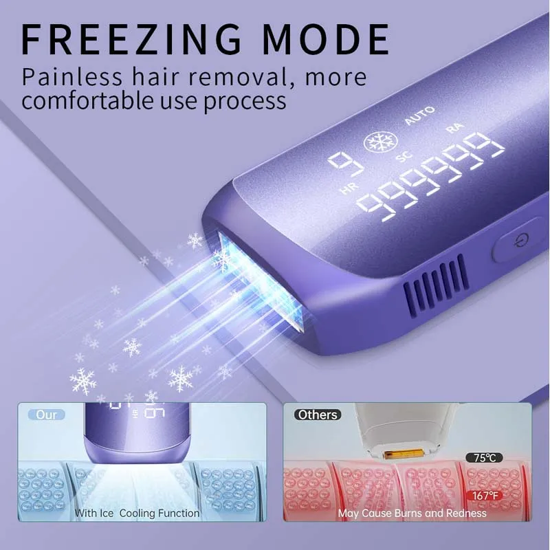 Permanent Painless Ice Cooling IPL Laser Hair Remover High Energy Portable Handheld Depilator Beauty Device for Home Use