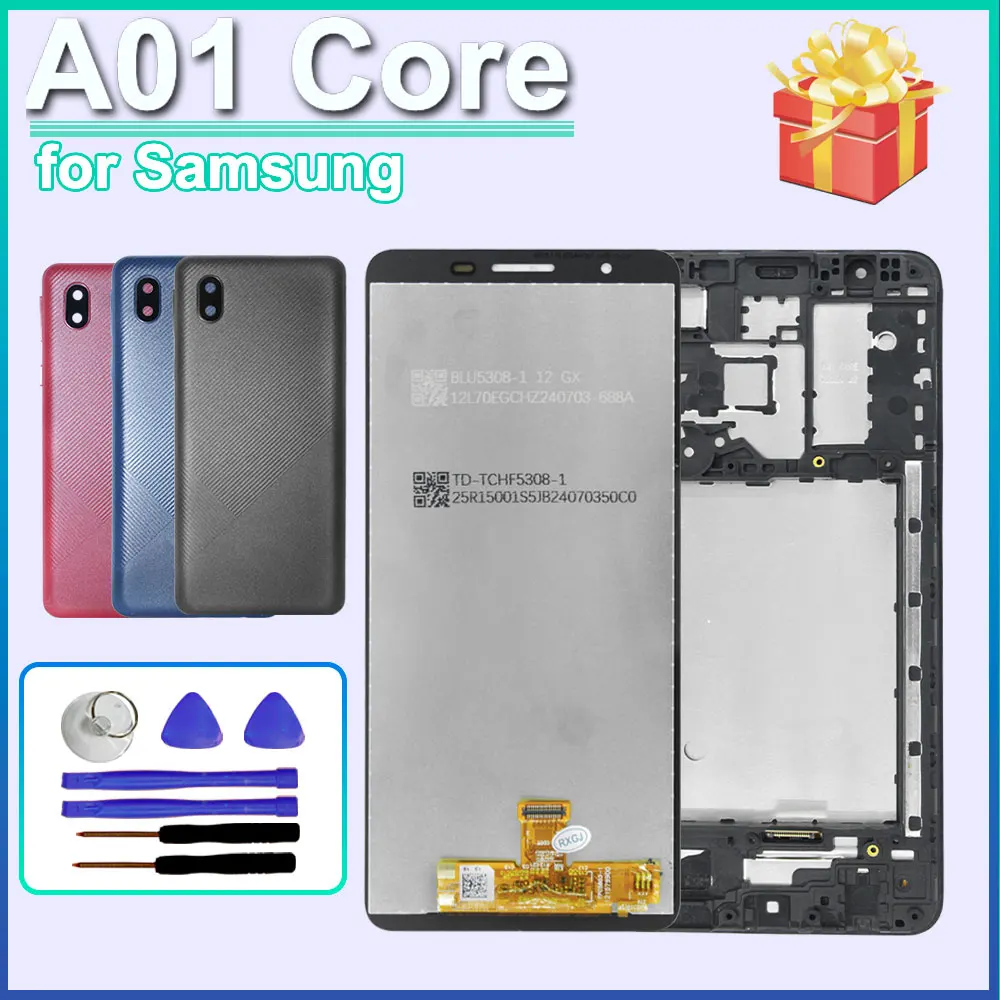 A01 Core LCD para Samsung Galaxy A01 Core reemplazo de la pantalla LCD pantalla táctil digitalizador montaje LCD agregar marco