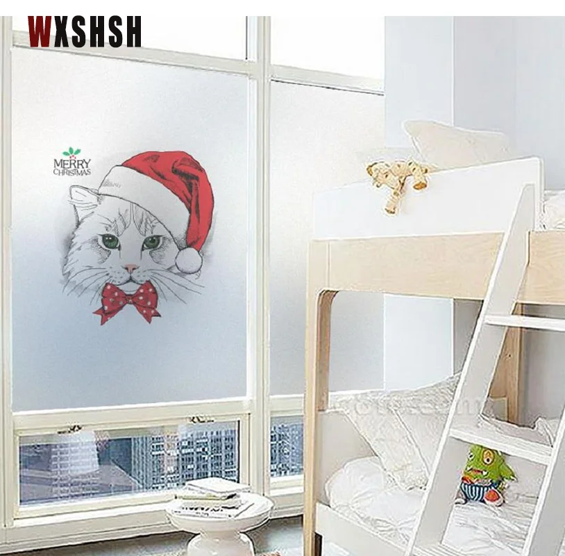 Adhesive film Window Foils Privacy Cartoon Animals Decorative Stained Window film anti look For Kitchen Bathroom Door 70cmx100cm