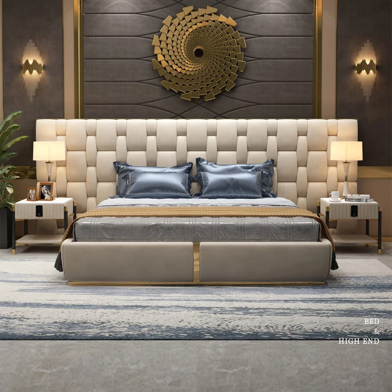 

#@Cama king De Lujo Modern Post Modern king Size Storage Light Luxury Leather Beds