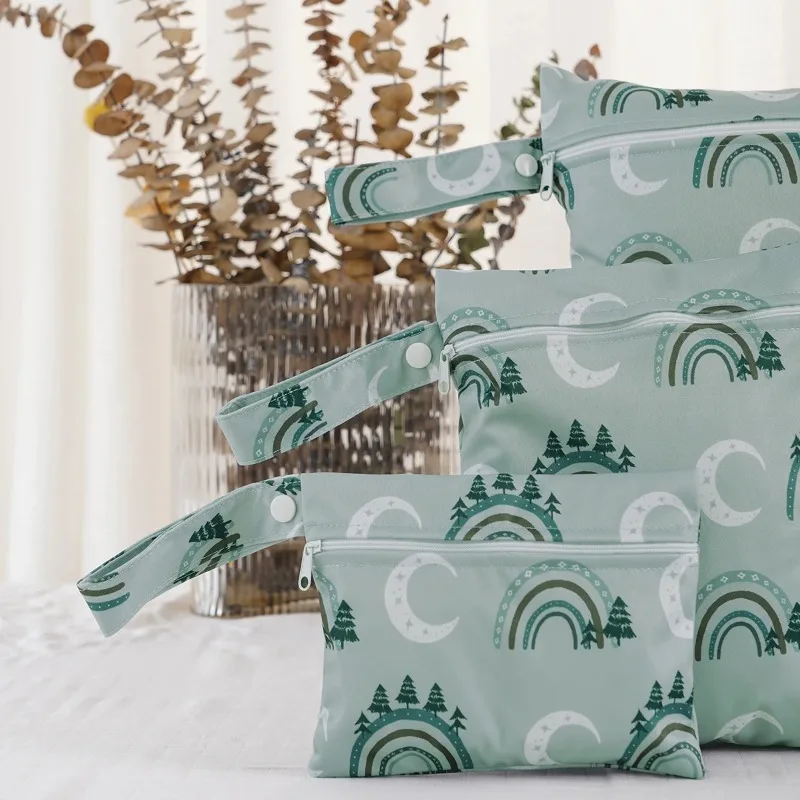 New Print 3Pcs/Set Handle Design Multi-functional Use Washable Bag For Travel Storage Wet Bag For Mum And Baby