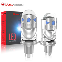 H4 Mini LED Projector Lens LHD Auto Motorcycle H4 LED Headlight Bulbs Conversion High Beam Low Beam Turbo Fan Car Light Lamp 12V
