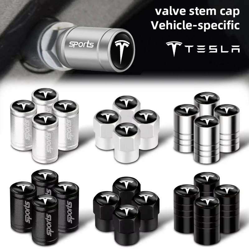 4Pcs Styling Wheel Tire Valve Air Stem Cap Duust Covers For Tesla Model 3 Y S X Cybertruck Juguete Roadster Coil Bonina 2024 Kit