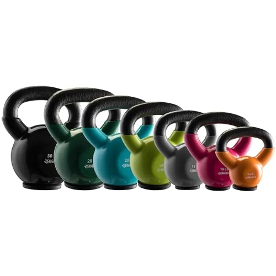 Home Workout Kettlebell Sets - Cast Iron - Black - Professional Grade with Protective Bottom for Men Women