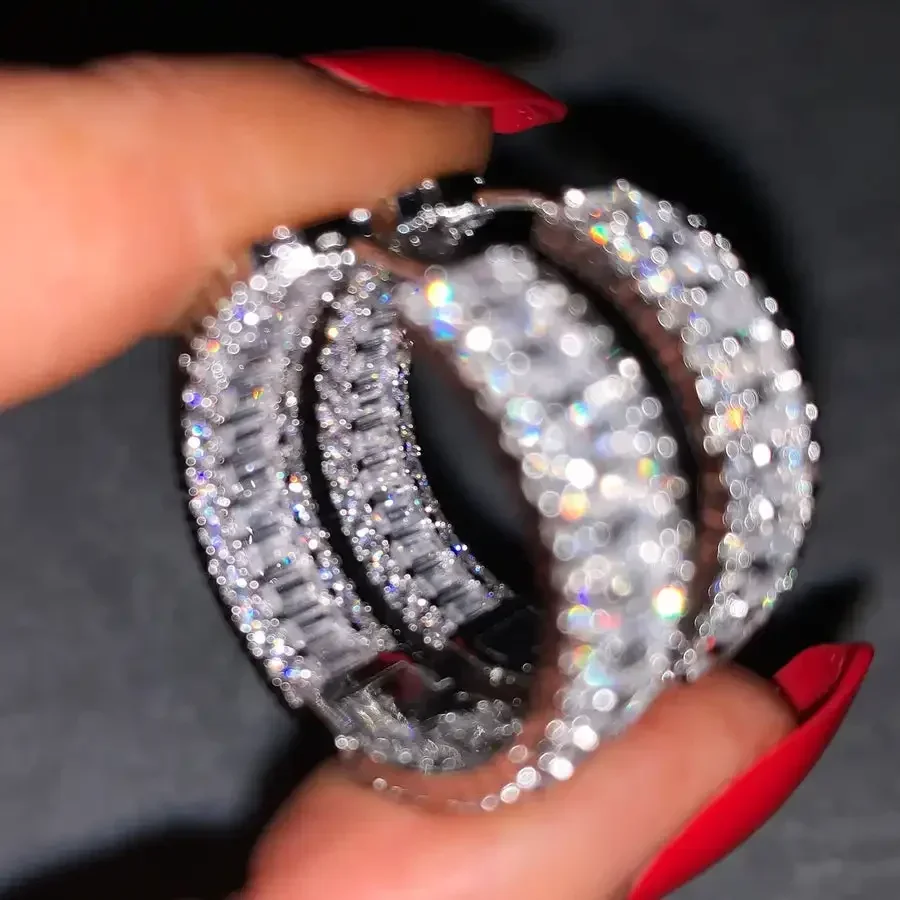 2025 Classic Gorgeous Big Round Hook Earring Gift for Women Engagement Dinner Party Micro Paved Bling Cz Luxury Jewelry