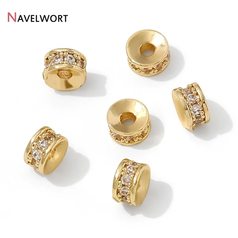 14K/18K Gold Plated Brass With Zircon Spacer Beads Metal Flat Beads For Fashion Bracelet Making Accessories Jewelry Findings view 4