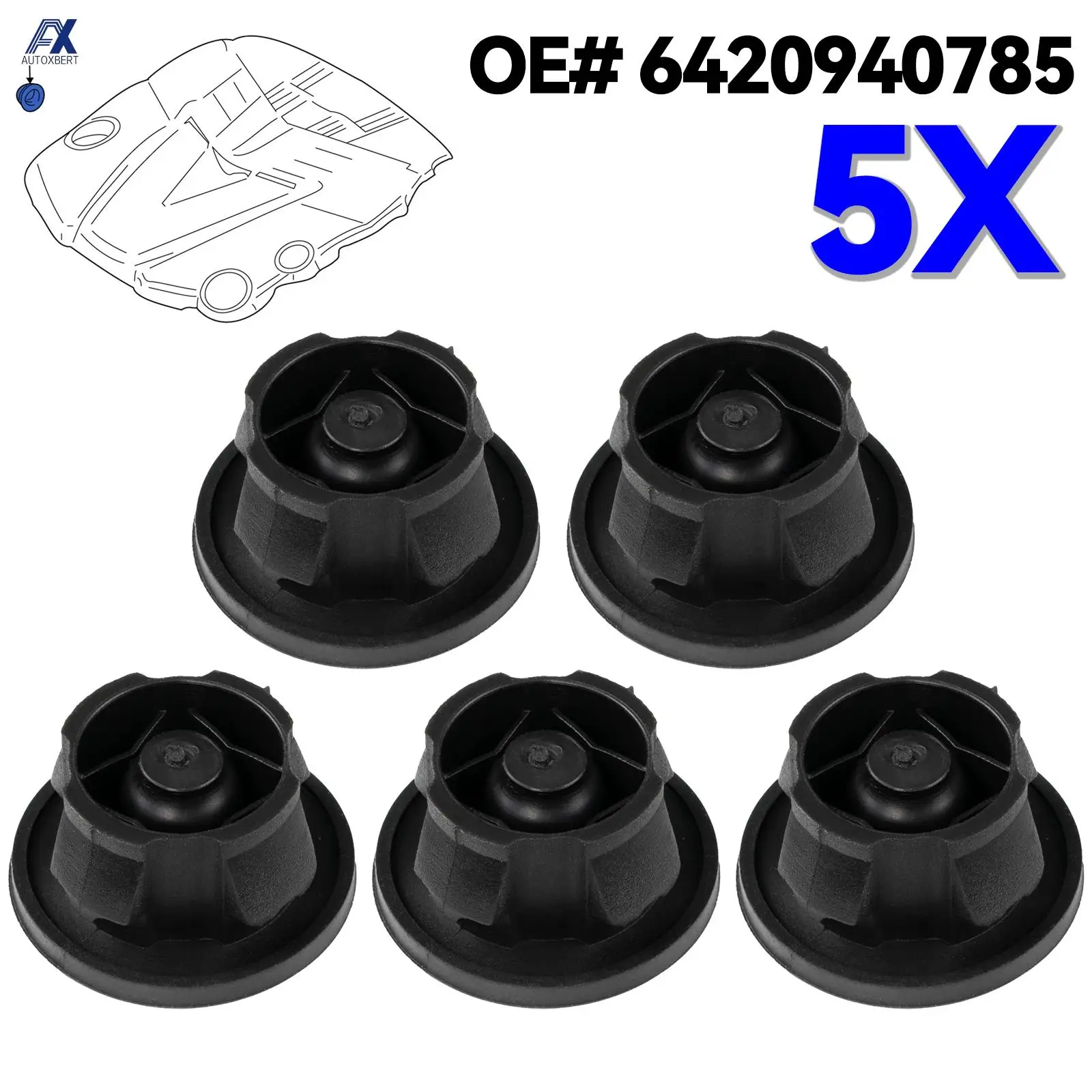 5x Car Engine Covers Rubber Mat For Mercedes Benz Engine Cover Trim Rubber Mounting Grommet Bung Absorber Accessories 6420940785