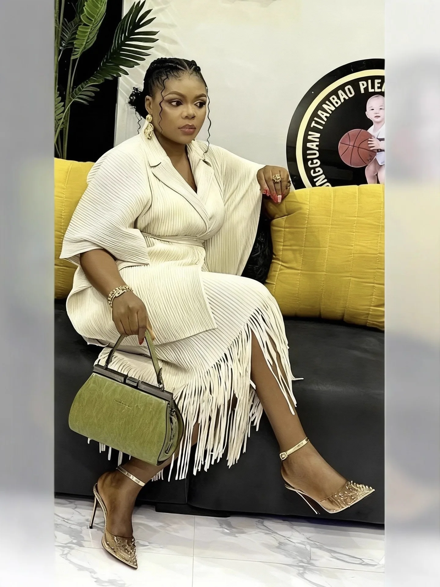 Miyaki Three-Piece Pleated Tassel Skirt Set, Tassel Cross-Border Plus-Size Casual Suit, Elegant Socialite Style, Foreign Trade Belt, Slim Fit, Slimming, Party Wear