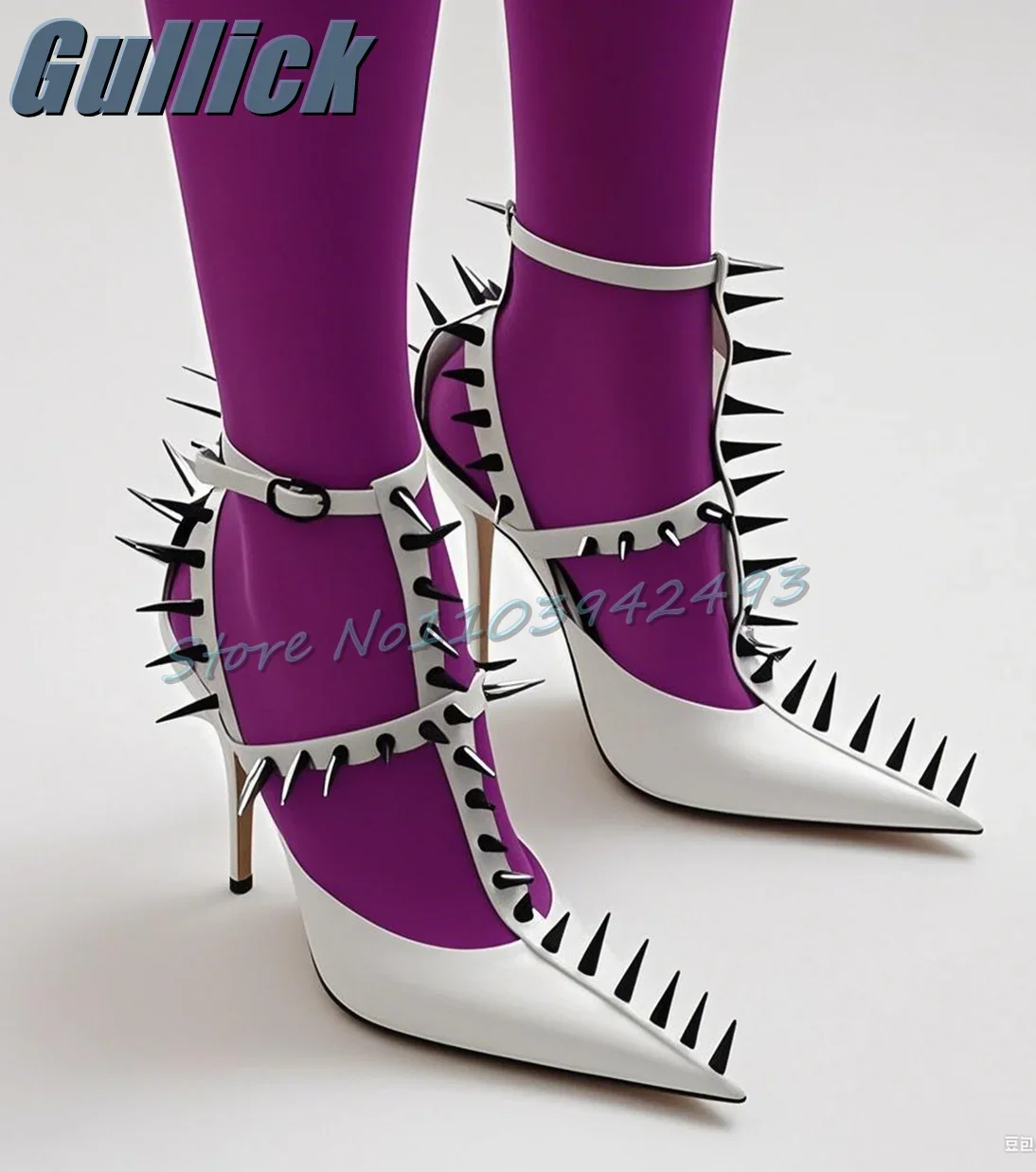 

Сандалии на каблуке с заклепками в стиле панк, женская роскошная дизайнерская обувь, сандалии на шпильке с острым носком, летние пикантные черные, белые