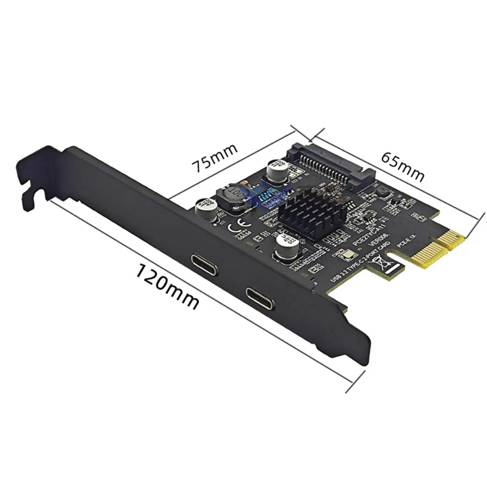 بطاقة توسيع USB3.2 ذات منافذ مزدوجة من النوع C PCI E احترافية للكمبيوتر المكتبي