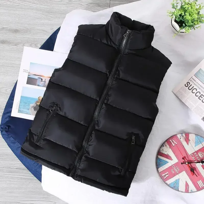 White Outwear Vests Jackets Men Autumn Winter Cotton Padded Coats Sleeveless Jackets Men Clothing 2024