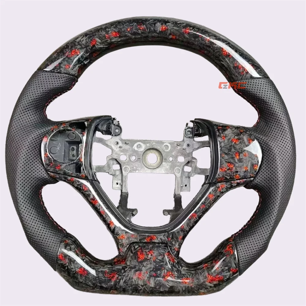 Customized Forged Carbon Fiber Black Leather D-Shaped Steering Wheel For H-onda C-ivic 2012 2013 2014 2015 Car accessories