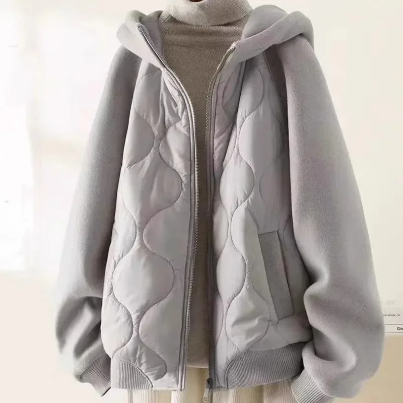

Faionable Korean Sle Patchwork oulder Sve Hooded Cotton Jaet Women's Winter Thiened Warm Coat Tagkita Brand