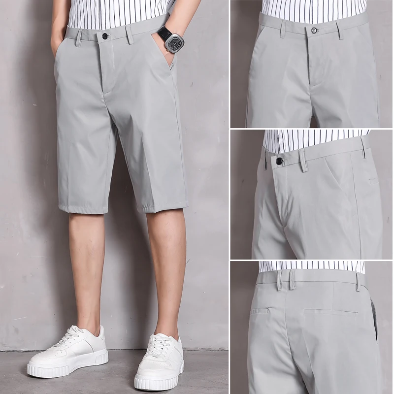 Summer Solid Shorts Male Casual Business Social Men Shorts Hombre Shorts