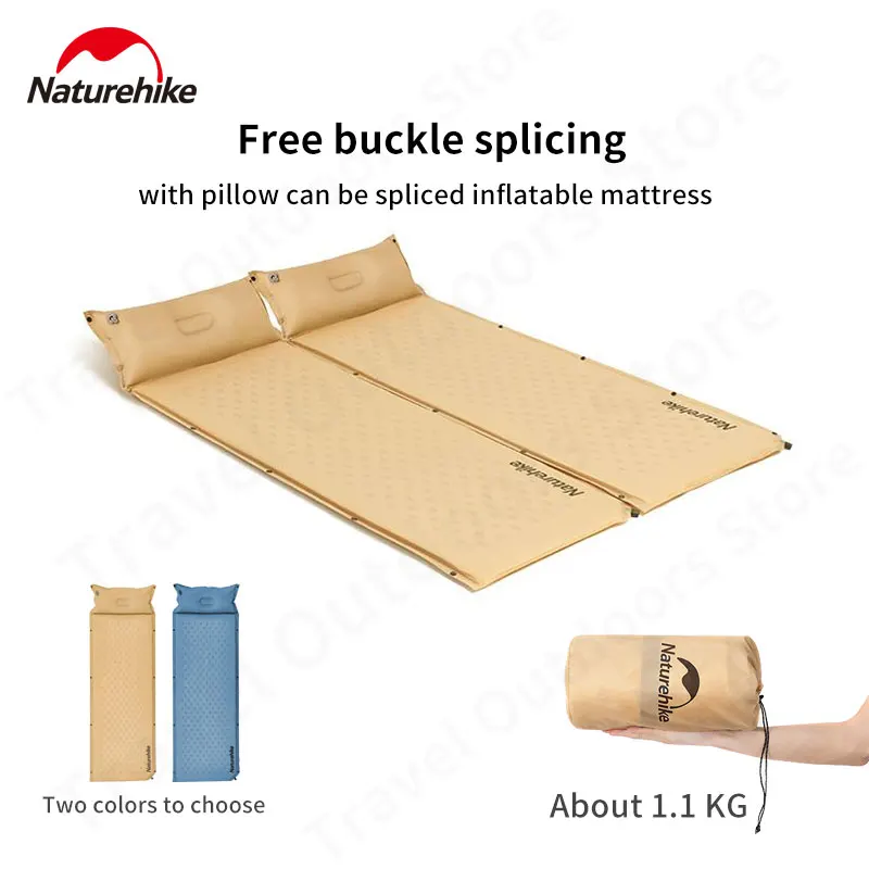 

Naturehike Self Inflating Camping Mat Inflatable Air Pillow Sponge Mattress Outdoor Single Bed Sleeping Pad Spliceable Portable