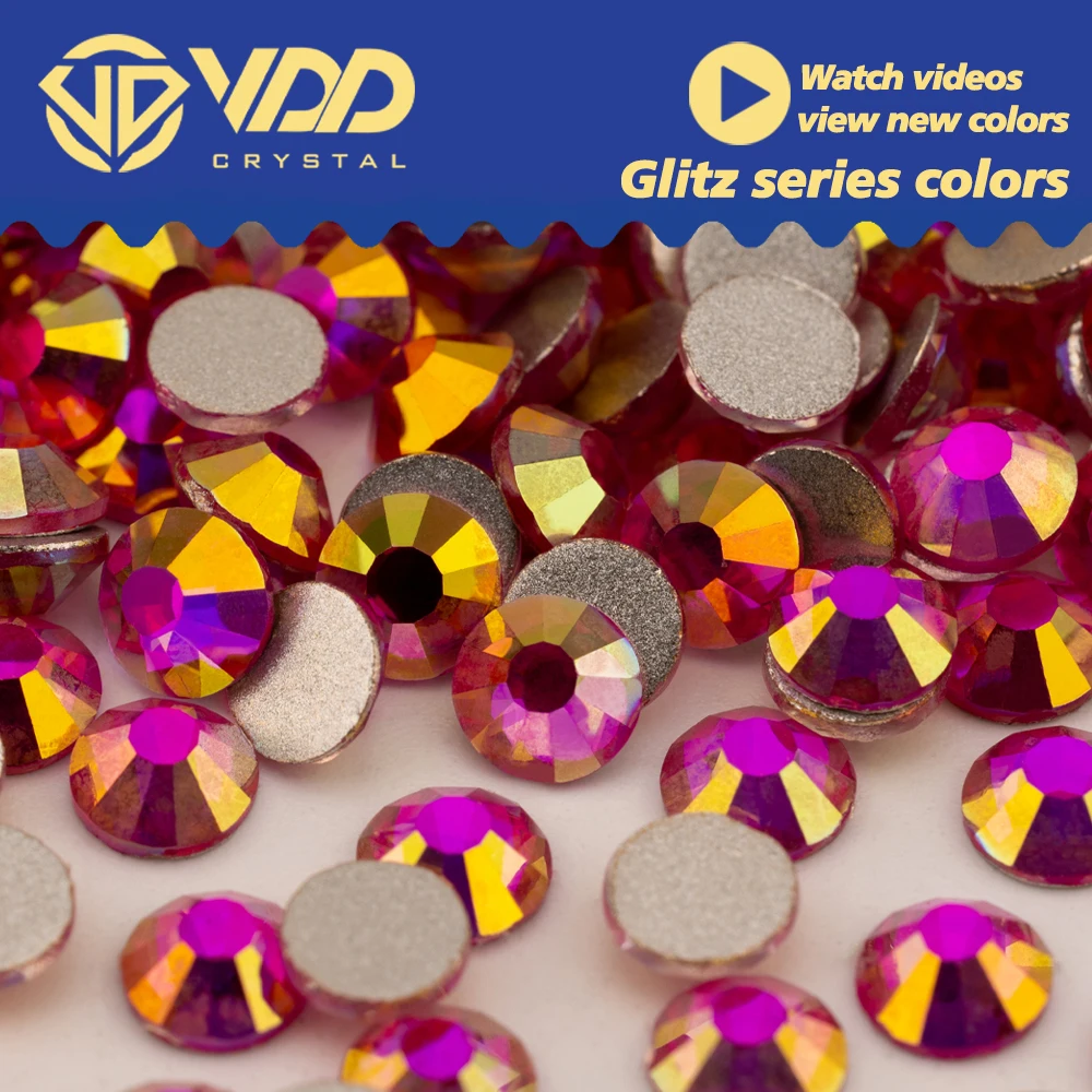 VDD 438 Glitz-Magenta SS4-SS30 High Quality Glass Rhinestones Crystal Flatback Strass Diamond Stone For DIY Nail Art Accessories