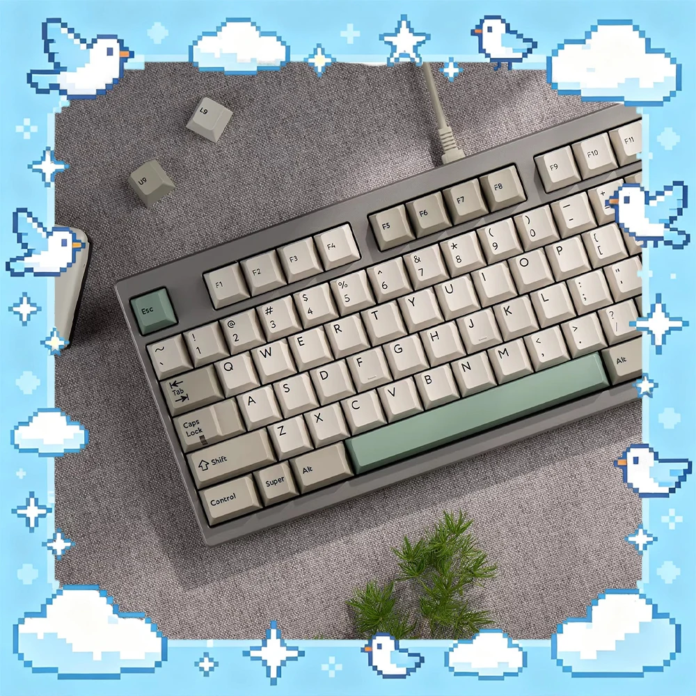 PBTfans 9009 PC Keycaps Customization Pbt Material Original Factory Keyboard Keycaps Two Color Retro Series PC Accessories Gifts