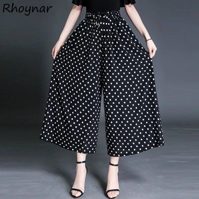 Dot Pants for Women Loose New Design Ankle-length Fashion Thin Summer Clothing High Waist Casual Breathable Fit Simple Pattern