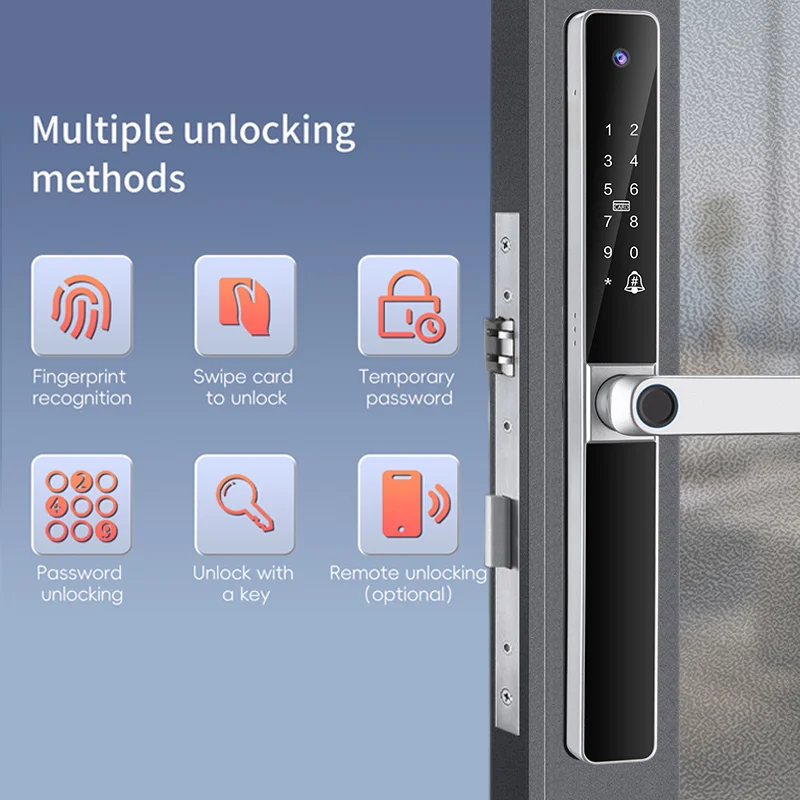Glomarket Outdoor Waterproof Tuya Digital Lock Aluminum Alloy Biometric Fingerprint Smart Sliding Door Lock