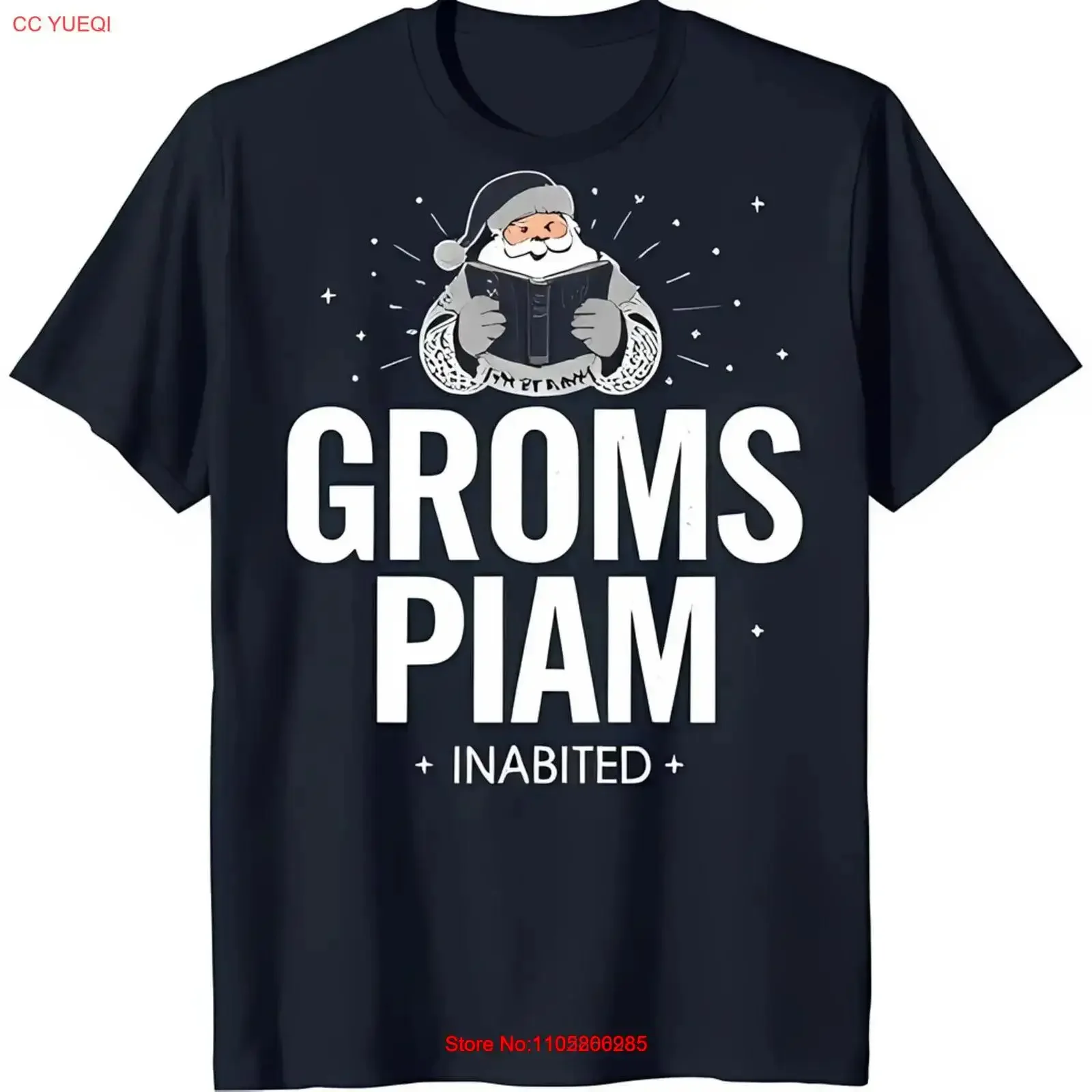 سانتا كلوز قراءة كتاب عيد الميلاد تي شيرت جرومس بيام السكن تصميم خمر غسلها امتدت أعلى لارتداء اليومي أوم