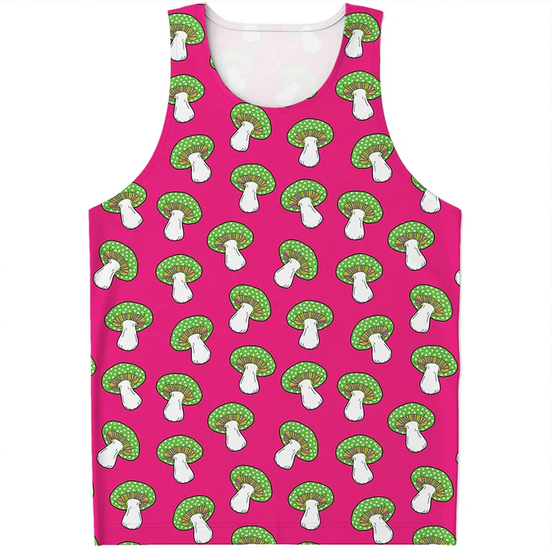 Cartoon Mushroom Graphic Tank Top For Men Children Fashion 3d Print Plants Tees Summer Oversized Vest Street Harajuku Tops