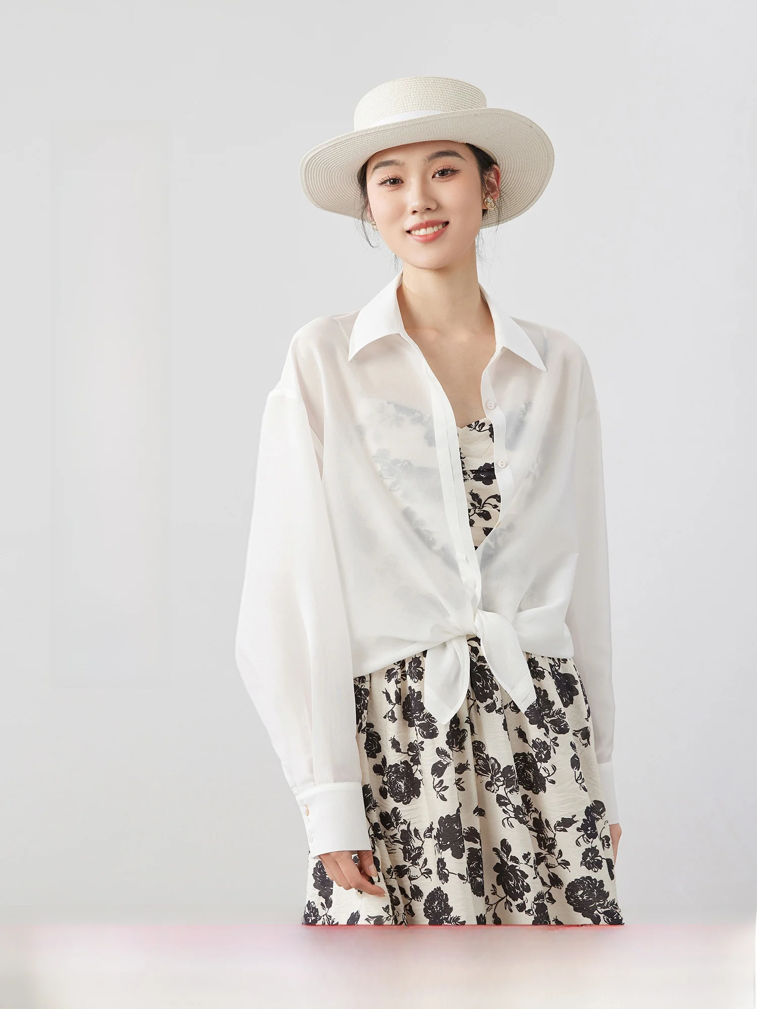 

Mijia High Quali Long Sve Silk Acetate Cool Sun Protection irt Flip Collar 4 Colors Women's Busin Casual irt