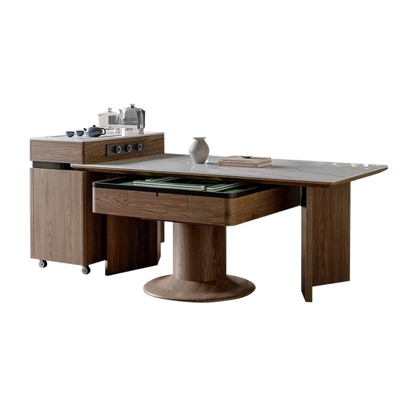 

Slate telescopic island table mahjong machine walnut