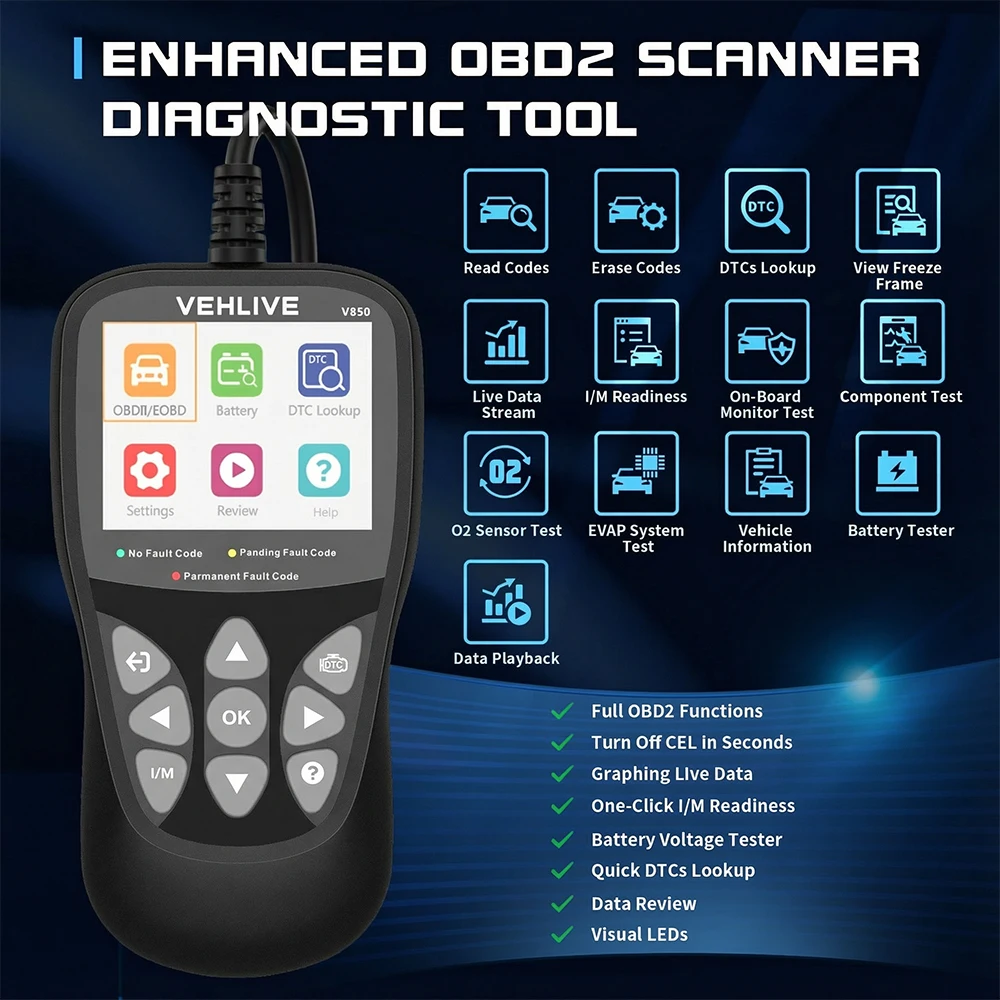 

Car OBD2 Scanner Diagnostic Tools Code Reader Car Voltage Tester Engine Fault Code Scanner With Battery Tester Car Accessories