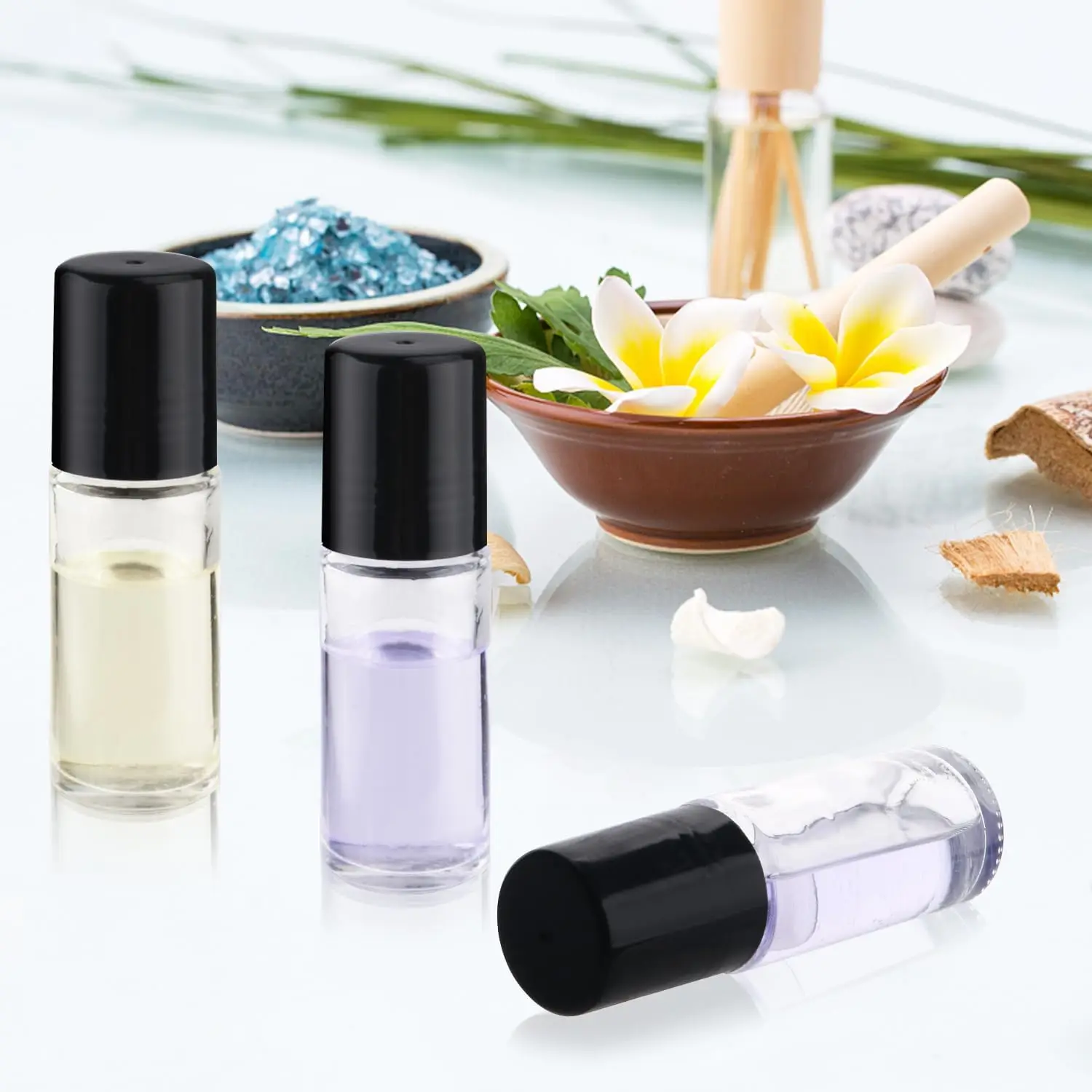 20 Stück 30ml Roll-On-Flaschen, leere Roll-On-Flaschen für ätherische Öle, klare Glasflaschen mit Kunststoff-Rollkugel für Parfüm und Kosmetiköl – Detail 6