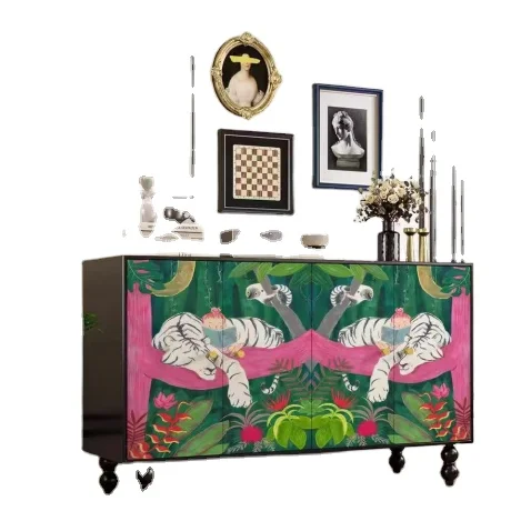 French Cabinet Storage Coloured Drawing Decorative Restaurant Kitchen Living Room Home Furniture Sideboard Cabinets