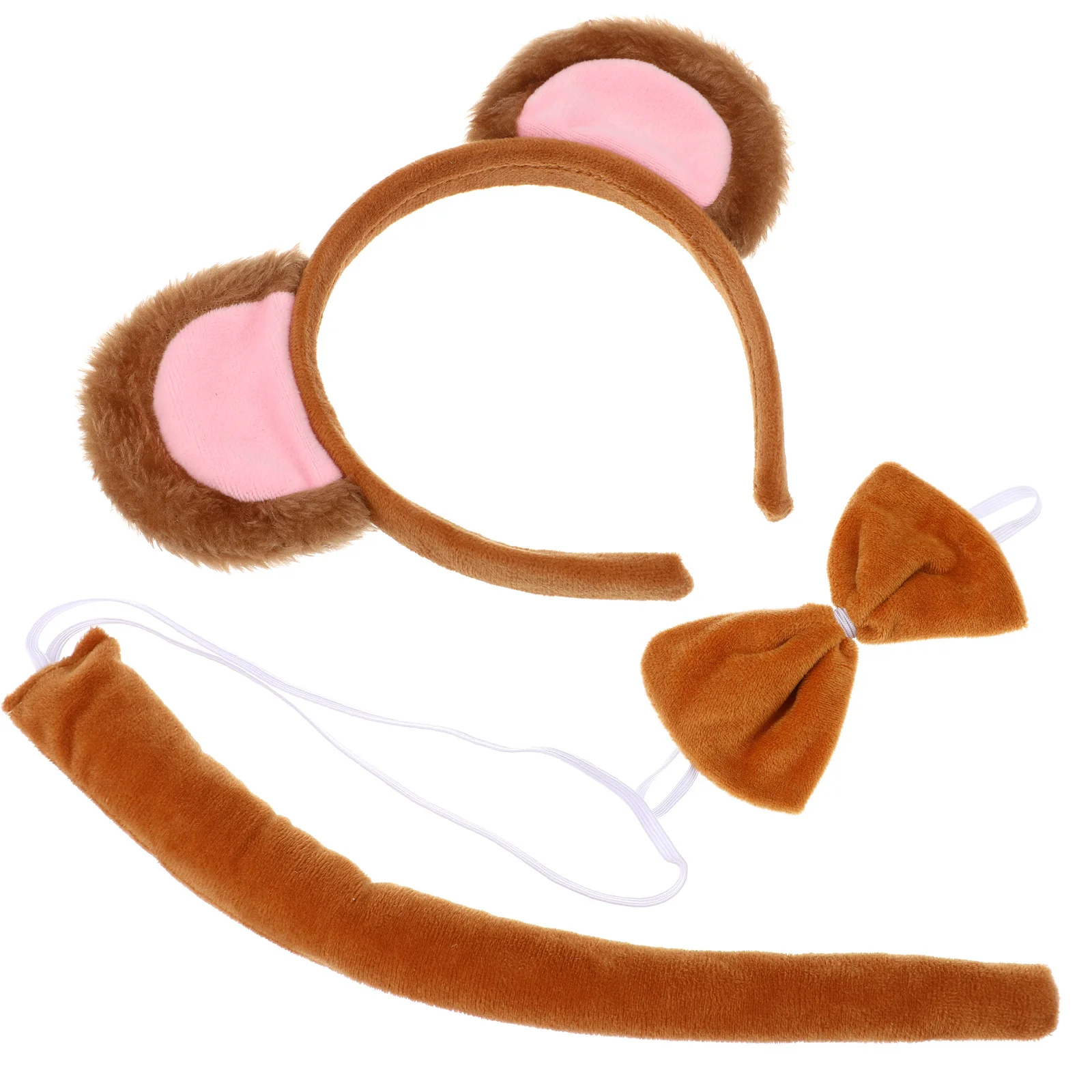 1 Zestaw Opaska na Głowę z Motywem Małpy, Ogon, Muszka, Akcesoria do Kostiumu Zwierzęcego, Halloween, Karnawał, Artykuły na Imprezę