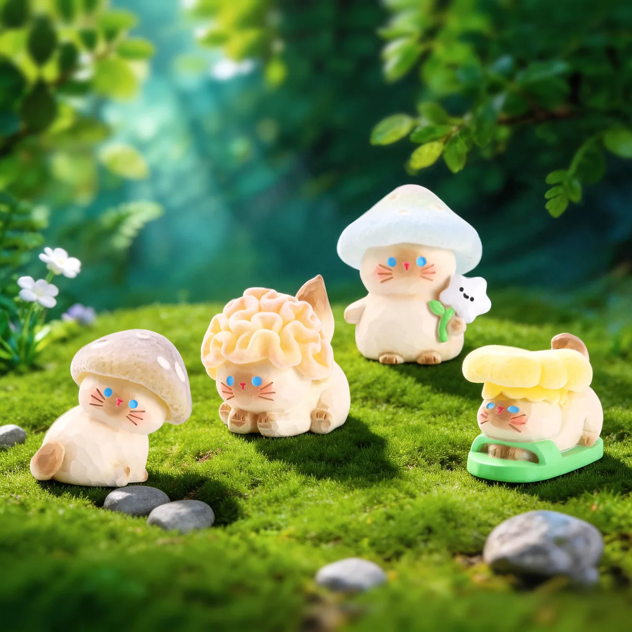 Blind Box Poison Mushroom Exploration Diary Glowing Cat Figurine Home Decoration Desktop Ornament Birthday Gift Souvenir view 2