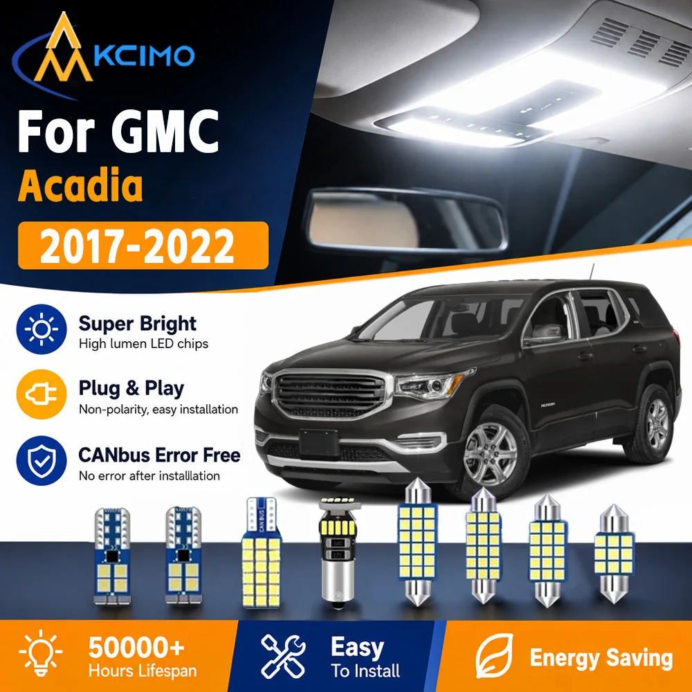 KCIMO 2 Colors LED Interior Light Kit For GMC Acadia 2017-2022 Plug And Play Cabin Reading Door Dome Map Lamp Auto Accessories